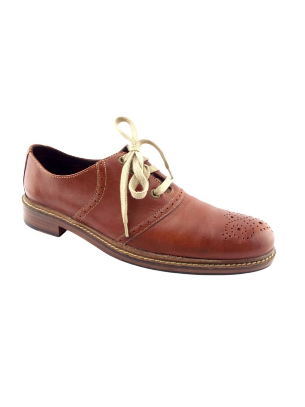 COLE HAAN Brown Leather Medallion Toe Oxfords 11